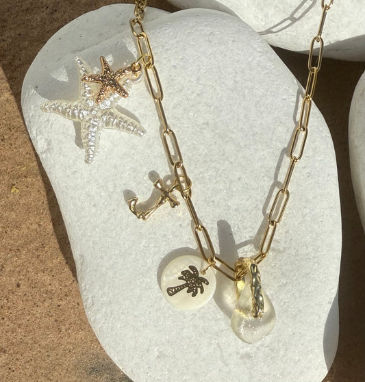 Ocean Edit Charm & Initial Necklace