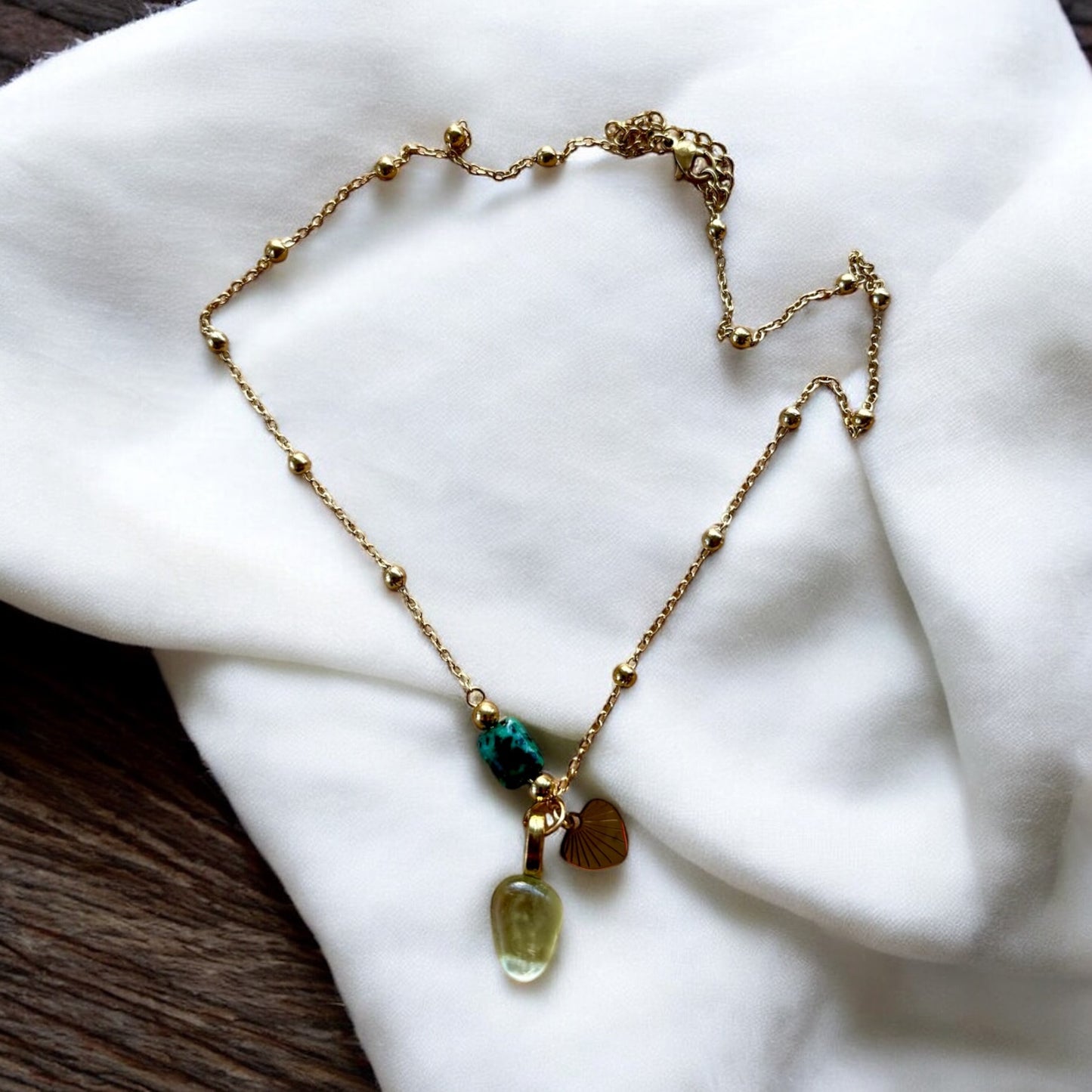 Natural Stone & Sea Glass Necklace