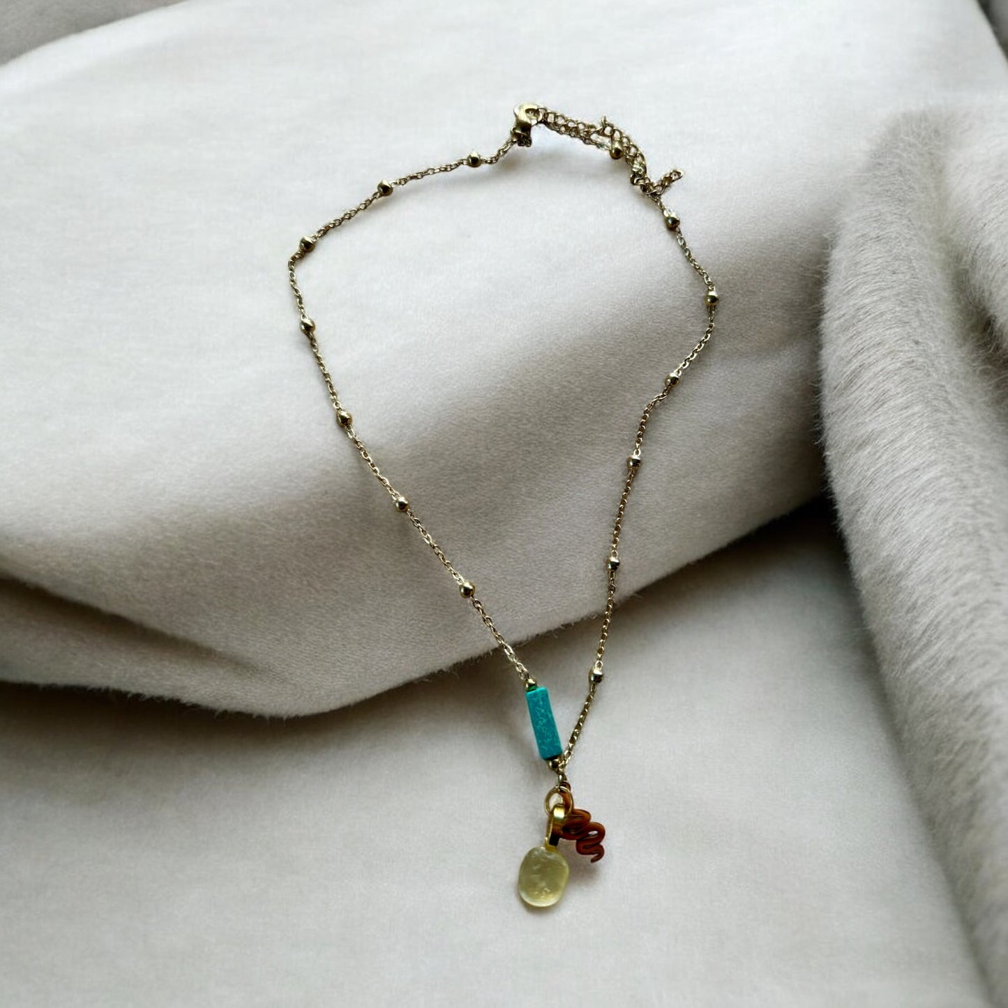 Natural Stone & Sea Glass Necklace